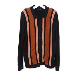 Express Men's Striped Button Down Cotton Sweater Old Money Preppy Grandpa MED